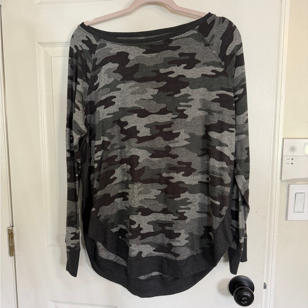 Maurices Gray & Charcoal Camo Pullover Sweater